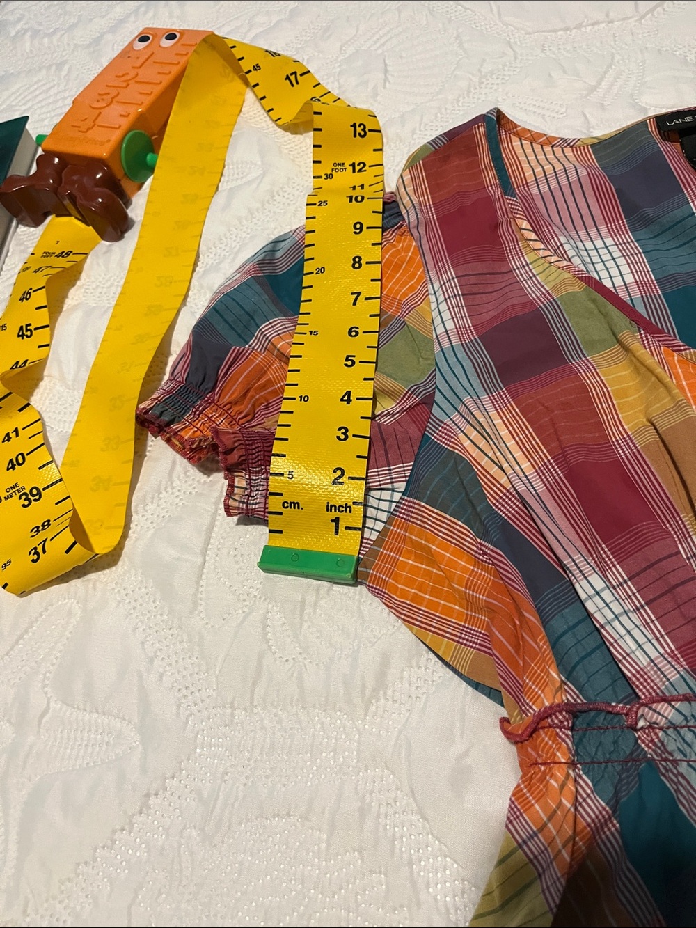 Lane Bryant Plaid Peplum Tunic - Burgundy, Teal, Mustard - Picture 8 of 14